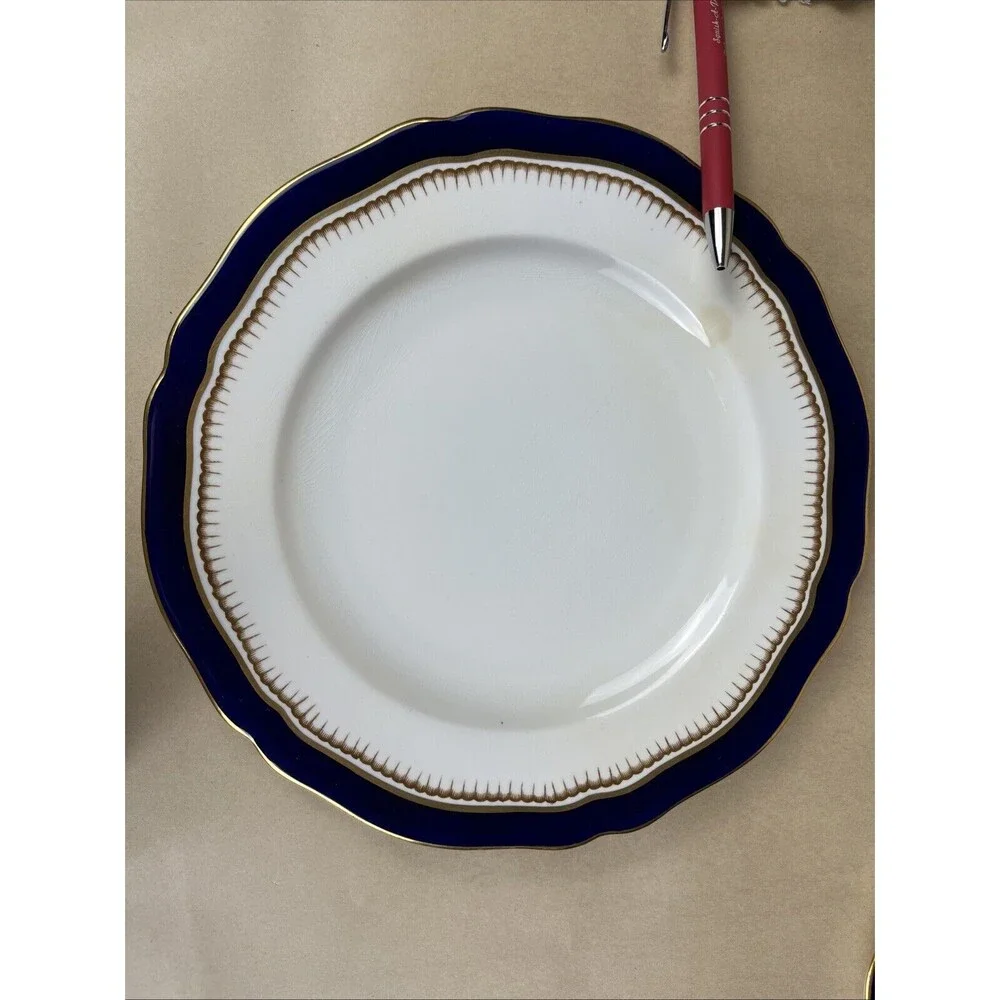 2 HTF Antique Spode Copeland‎ Cobalt Blue Gold Trim R7767 Dinner Plate 9 3/4”